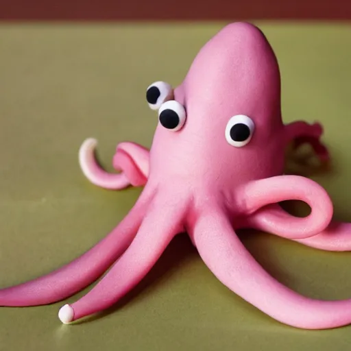 Image similar to a sloppy octopus claymation in the style of aardman