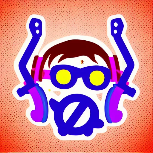 Image similar to svg vector sticker of Boo-Ghost, rocking out, wearing headphones, huge speakers, dancing, rave, DJ, spinning records, digital art, amazing composition, rule-of-thirds, award-winning, trending on artstation, featured on deviantart