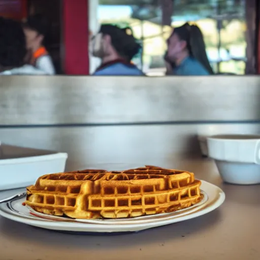 Image similar to first person perspective picture of arms on table, wafflehouse