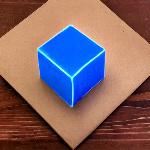 Prompt: 3 dimensional cube made of blue raw meat