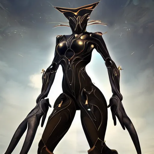 Image similar to beautiful and stunning giant prime female warframe, doing an elegant pose over you, you looking up at her from the ground pov shot, unaware of your existence, slick elegant design, sharp claws, detailed shot legs-up, highly detailed art, epic cinematic shot, realistic, professional digital art, high end digital art, DeviantArt, artstation, Furaffinity, 8k HD render, epic lighting, depth of field