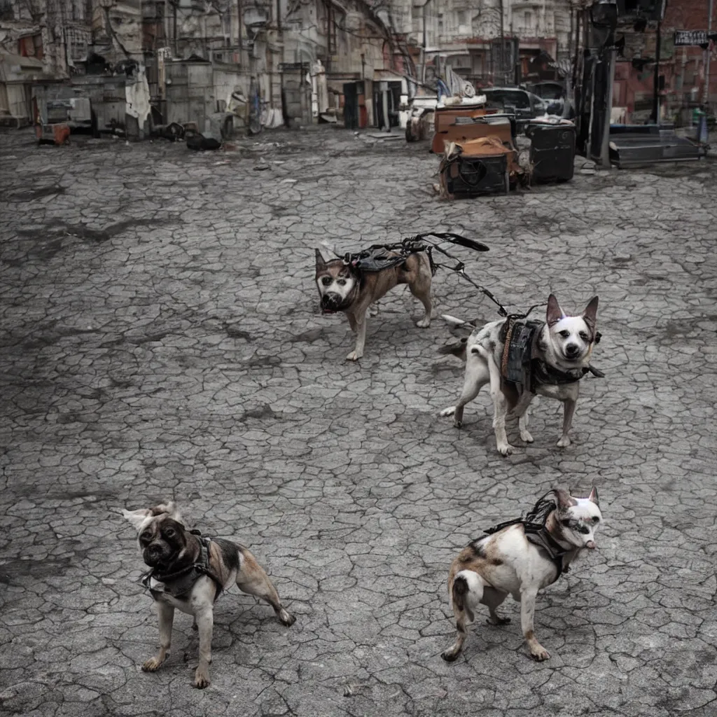 Image similar to post apocalyptic dog in moscow