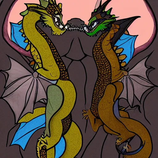 Prompt: two transgender dragons kissing-n 9