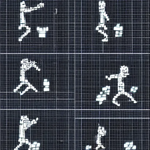 Prompt: spritesheet of a walk cycle animation