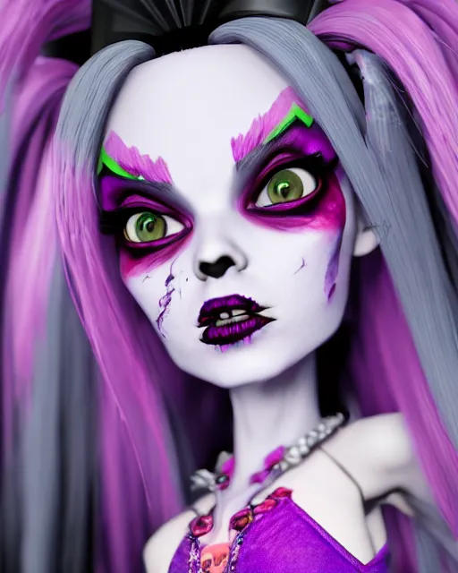 Image similar to watercolor portrait of monster high draculaura doll, by sabrina eras, alice x. zhang, agnes - cecile, blanca alvarez, detailed, realistic 8 k, unreal engine