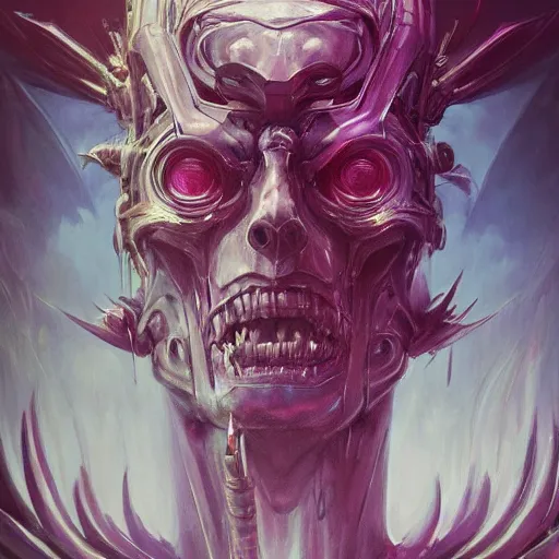 Image similar to portrait of a demonic cybernetic duke of hell, cyberpunk concept art by pete mohrbacher and seb mckinnon and beksinski and josan gonzales, digital art, highly detailed, intricate, sci-fi, sharp focus, Trending on Artstation HQ, deviantart, unreal engine 5, 4K UHD image