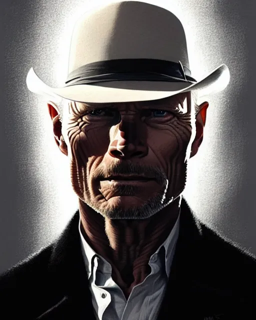 Image similar to ed harris ( westworld ) portrait, intricate westworld designs, elegant, highly detailed, sharp focus, art by artgerm and greg rutkowski and wlop