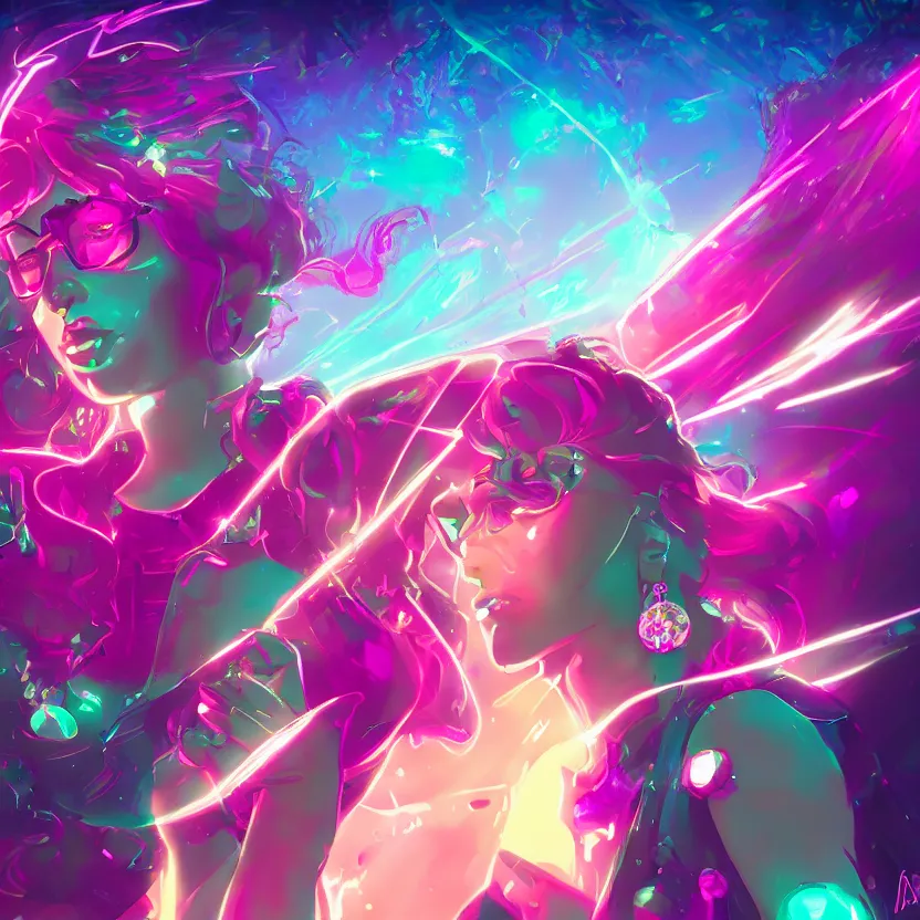 Image similar to crystal gem, epic retrowave art, trending on art station