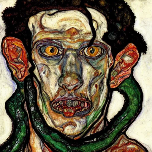 Image similar to portrait of cthulhu by egon schiele in the style of greg rutkowski