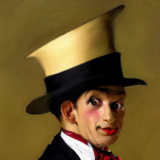 Prompt: portrait of a snake in a top hat, painting by Norman Rockwell, detailed, 4k