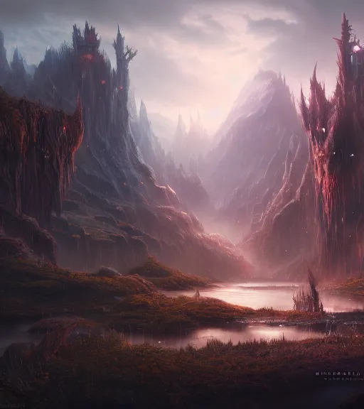 Prompt: fantasy landscape, beautiful, sharp focus, ultra detailed by leesha hannigan, ross tran, thierry doizon, kai carpenter, ignacio fernandez rios