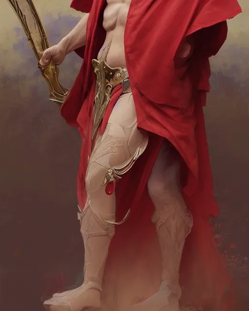 Image similar to A Full View of a Red Wizard wearing a robe and ornate armor. Mage. Magus. Jack of all trades. masterpiece 4k digital illustration by Ruan Jia and Mandy Jurgens and Artgerm and greg rutkowski and Alexander Tsaruk and WLOP and william-adolphe bouguereau, award winning, Artstation, art nouveau aesthetic, Alphonse Mucha background, intricate details, realistic, panoramic view, Hyperdetailed, 8k resolution, intricate art nouveau