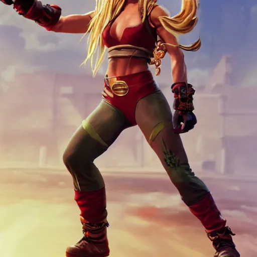 Image similar to phoebe buffay as cammy street fighter, long blonde hair, ultra realistic, concept art, intricate details, highly detailed, photorealistic, octane render, 8 k, unreal engine, art by frank frazetta, simon bisley, brom