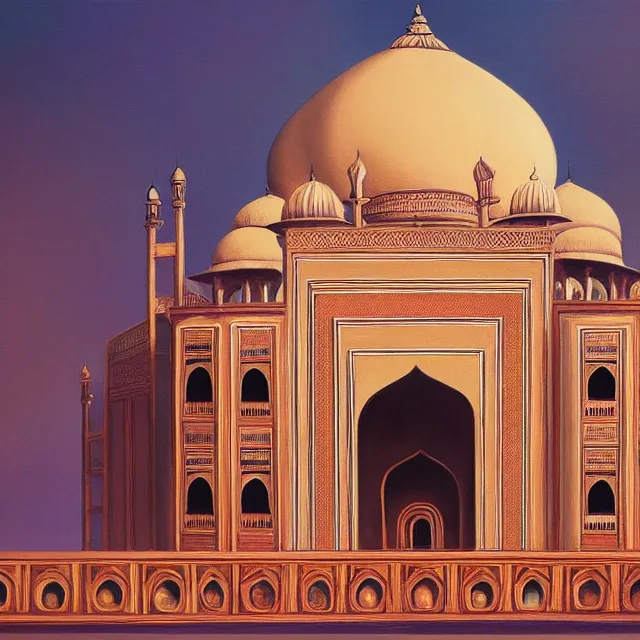 Prompt: the delicate opal palace beautifully showcases the architecture of india. oil painting by the award - winning concept artist