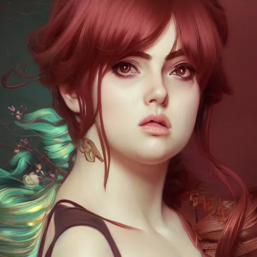 Image similar to ultra realistic illustration, skinny rebel wilson anime, intricate, elegant, highly detailed, digital painting, artstation, concept art, smooth, sharp focus, illustration, art by artgerm and greg rutkowski and alphonse mucha