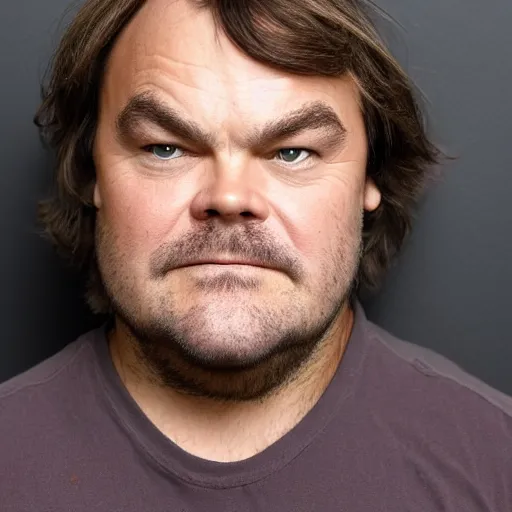 Prompt: frontal portrait photo of jack black, age fourty five