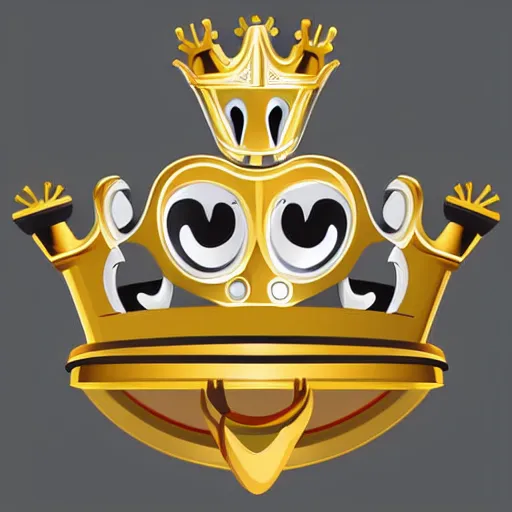 Image similar to gold armor and crown style of gaming emoji, vector art, white background, no watermark white background