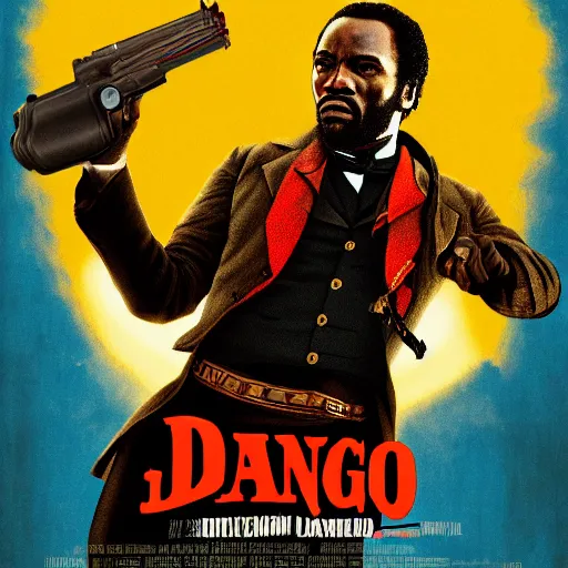 Prompt: a new movie poster of django unchained, 8 k, 3 d, digital art