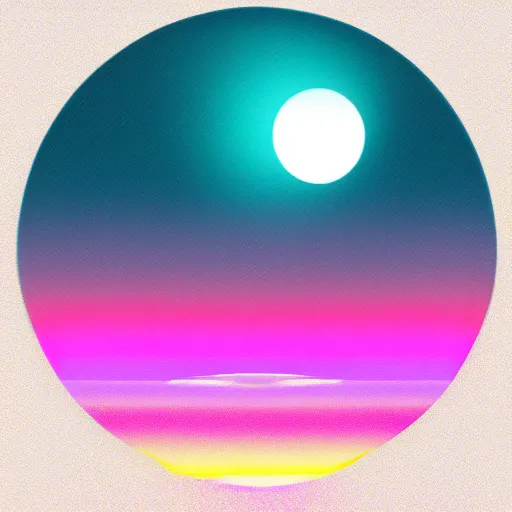 Image similar to A synthwave style sunset above the reflecting water of the sea, digital art