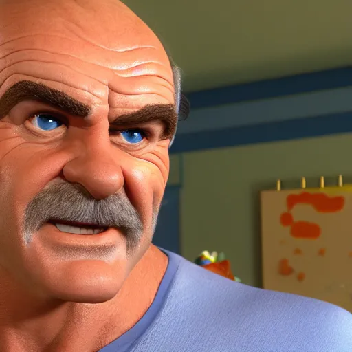 Image similar to sean connery as a pixar disney character from up ( 2 0 0 9 ), unreal engine, octane render, 3 d render, photorealistic