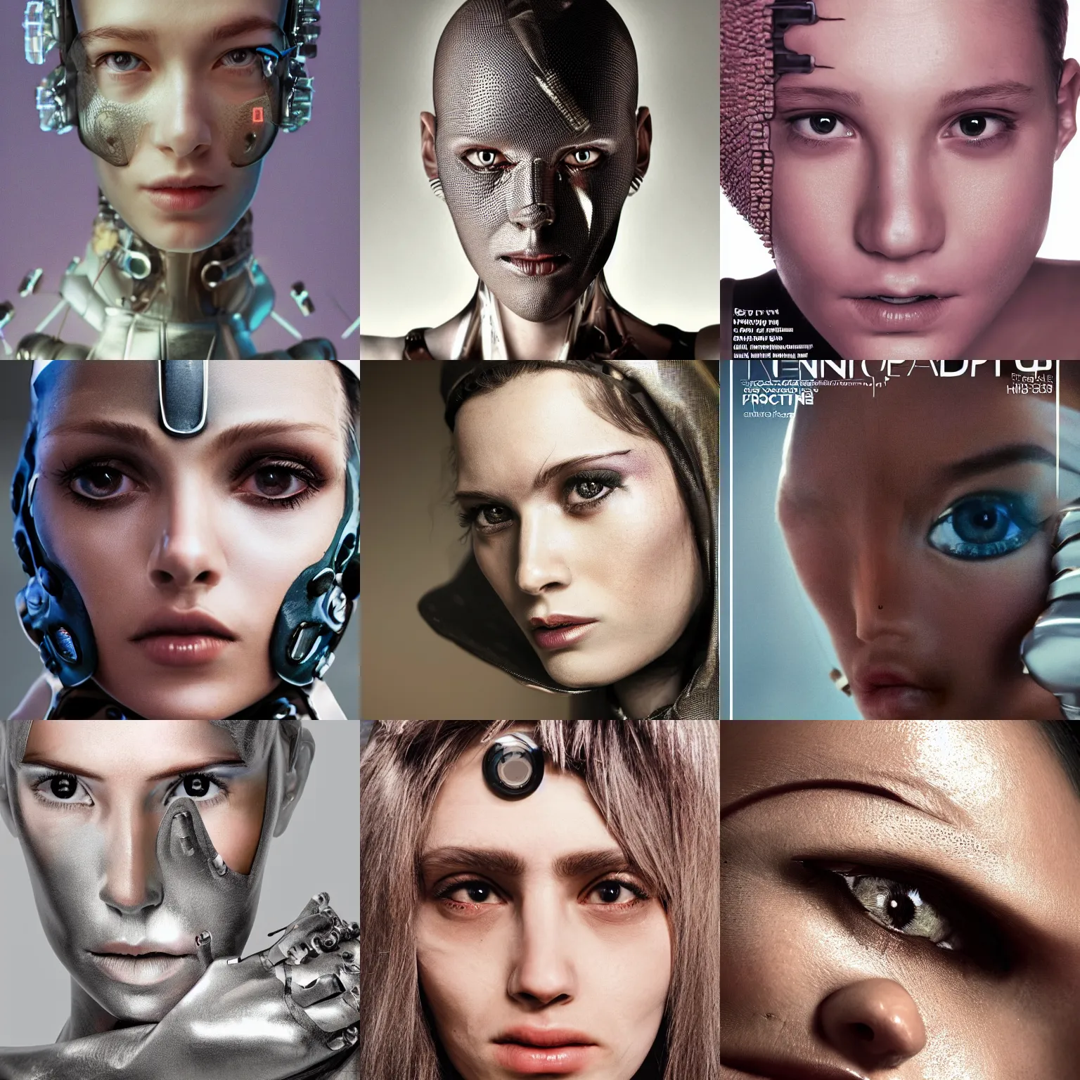 Image similar to beautiful extreme closeup frontpage photo of frontiers in cyborg anthropomorphosis fashion magazine portrait of person, highly detailed, soft lighting