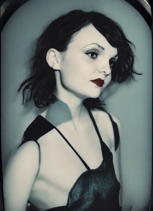 Image similar to lauren mayberry, flash polaroid photo by george hurrell,