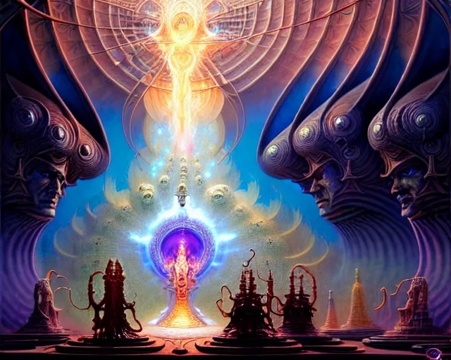 Image similar to the temple of transcendence, fantasy character portrait made of fractals facing each other, ultra realistic, wide angle, intricate details, the fifth element artifacts, highly detailed by peter mohrbacher, hajime sorayama, wayne barlowe, boris vallejo, aaron horkey, gaston bussiere, craig mullins