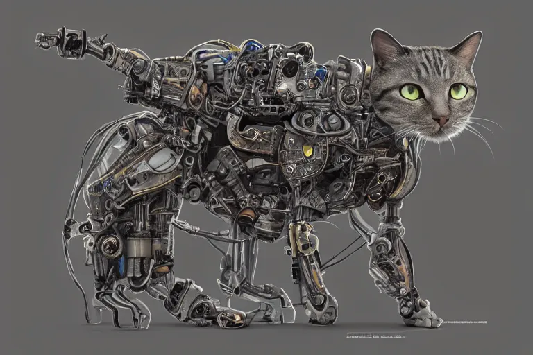 Image similar to “ a extremely detailed stunning portraits of solarpunk cyborg cat by allen william on artstation ”