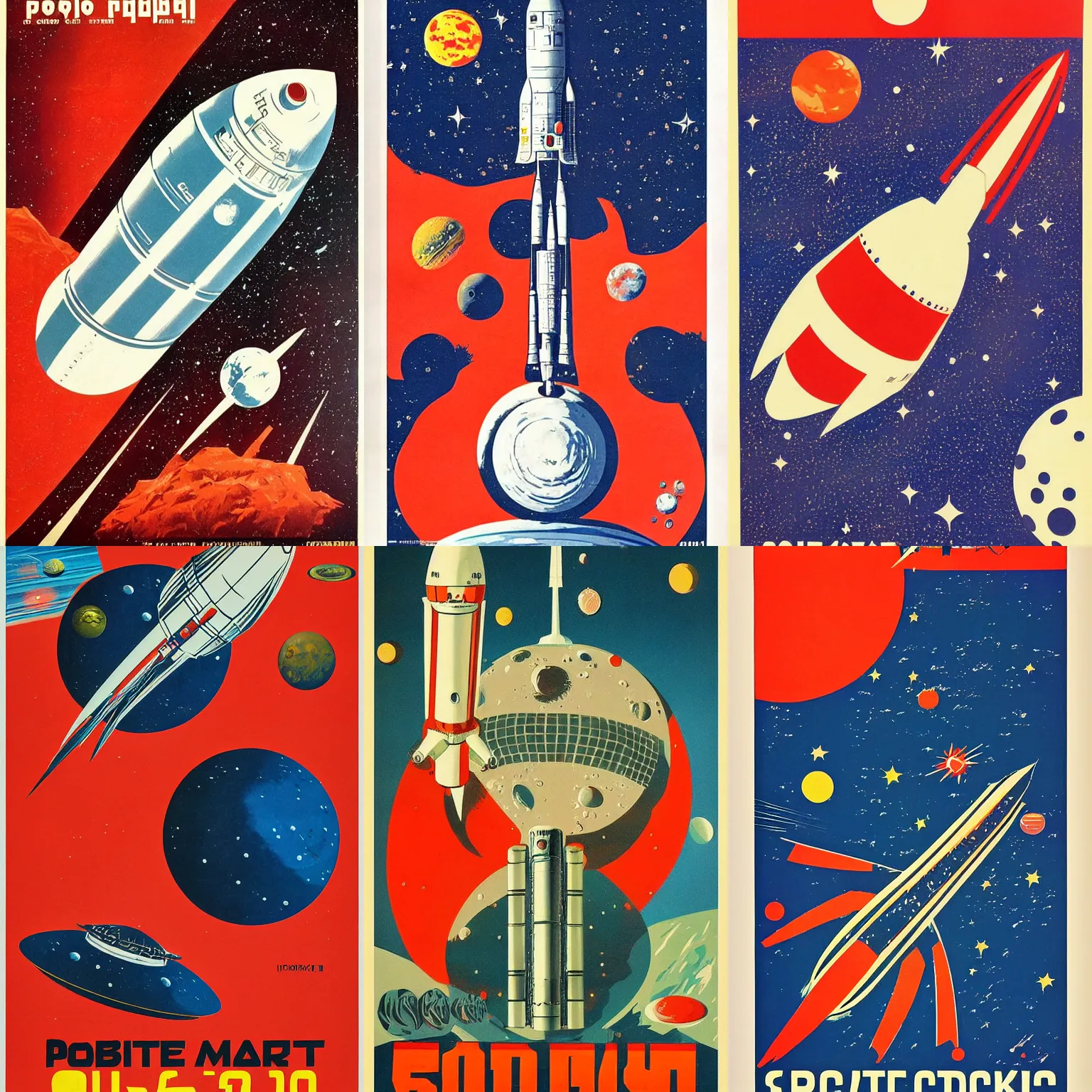 Prompt: Soviet Space craft, planet mars, 60s poster, 1962 Soviet