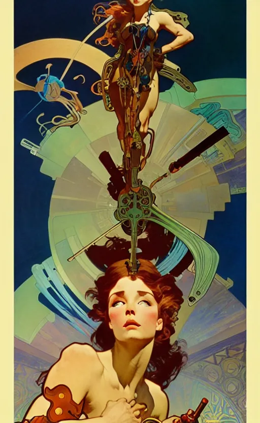 Image similar to exquisite imaginative scifi poster art, movie art, by lucusfilm, weta studio, alphonso mucha, james jean, frank frazetta, 8 k, denoised, sharp, crisp, high quality, cinematic