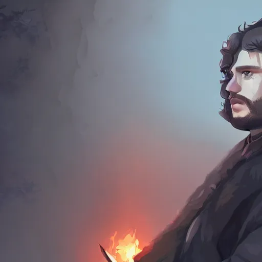 Prompt: George R.R. Martin as Jon Snow, ambient lighting, 4k, anime key visual, lois van baarle, ilya kuvshinov, rossdraws, artstation