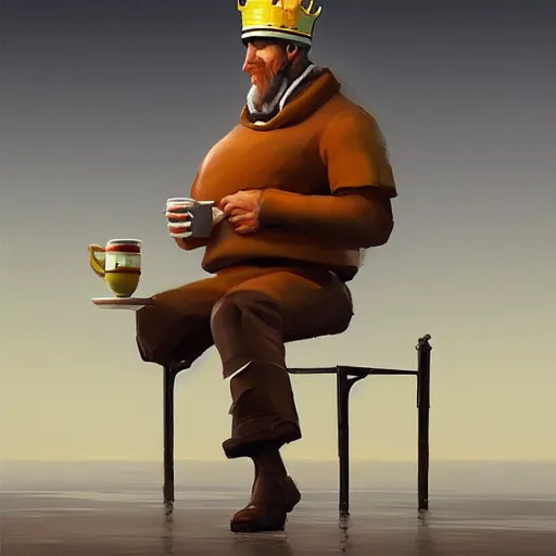 Prompt: a king drinking a cup of tea by alex andreev, trending on artstation, 8 k, highly detailed, digital painting,