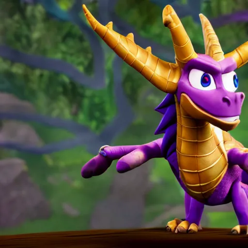 Image similar to Spyro the dragon as a human 8k Hyper realistic unreal engine