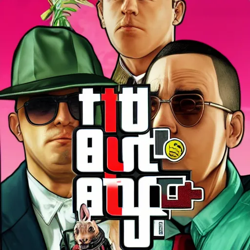 Image similar to benito antonio martinez ocasio bad bunny in gta v cover art by steven bliss, cover art, box art, loading screen