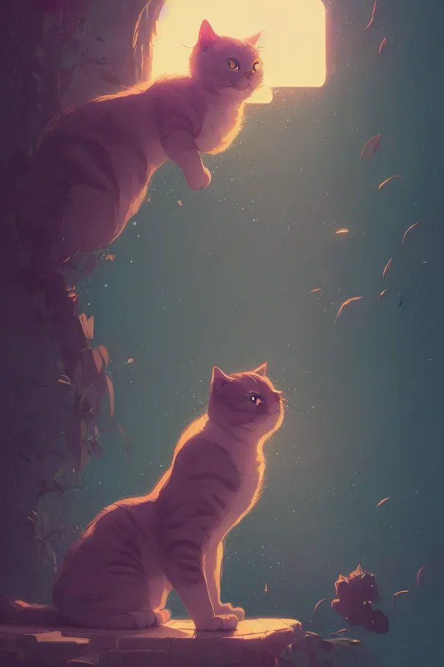 Image similar to cute cat, by victo ngai and andreas rocha and greg rutkowski, trending on artstation, unreal engine, 8 k hd wallpaperjpeg artifact, blur, artfact