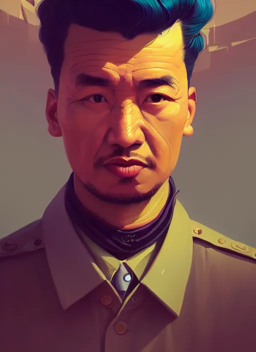 Prompt: retrofuturistic portrait of a uyghur prisoner, close up, wlop, dan mumford, artgerm, liam brazier, peter mohrbacher, 8 k, raw, featured in artstation, octane render, cinematic, elegant, intricate, 8 k