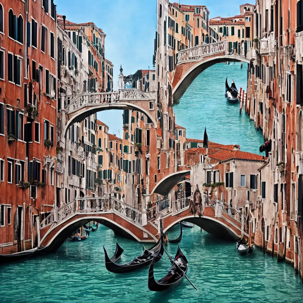 Image similar to venice full of bridges, photorealistic, real