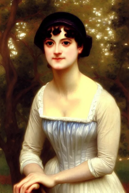 Image similar to jane austen, painting by rossetti bouguereau, detailed art, artstation