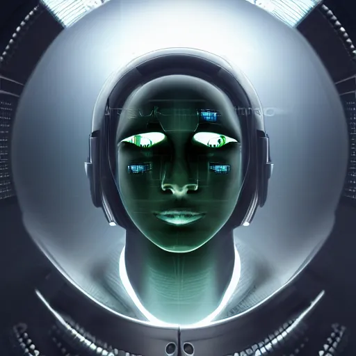 Prompt: portrait of an android, staring at the viewer, cyberpunk, futuristic, hd, highly detailed,