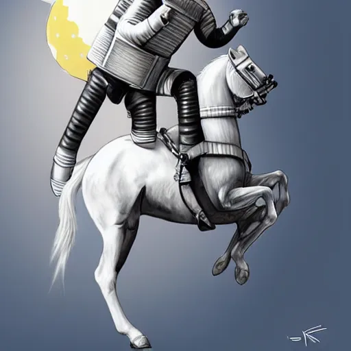 Prompt: a horse riding an astronaut, hyper - realistic, style by kezie demessance