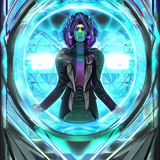 Image similar to Enigma, digital painting, card game illustration, Android Netrunner