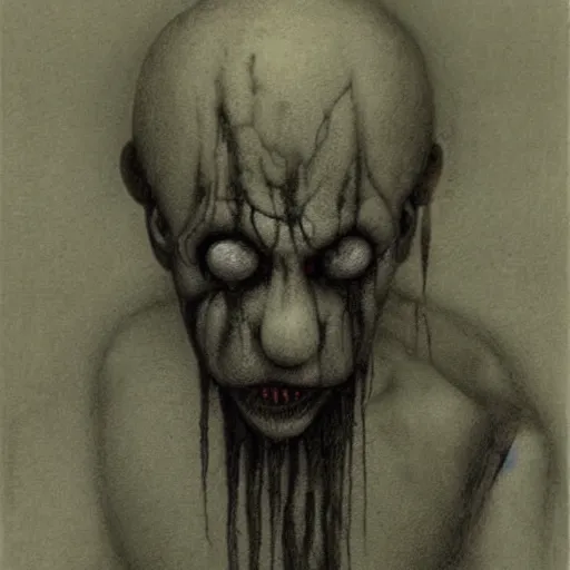 Image similar to grunge drawing of a clown by Zdzisław Beksiński, horror themed