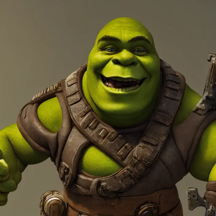 Prompt: Shrek as a Doom Slayer, unreal engine 5, octane render, HDR, focus, brutal, high detail, Doom Eternal