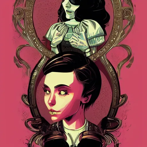 Prompt: portrait skull girl, princess, painterly, sega, by petros afshar, tom whalen, laurie greasley, jc leyendecker and singer sargent