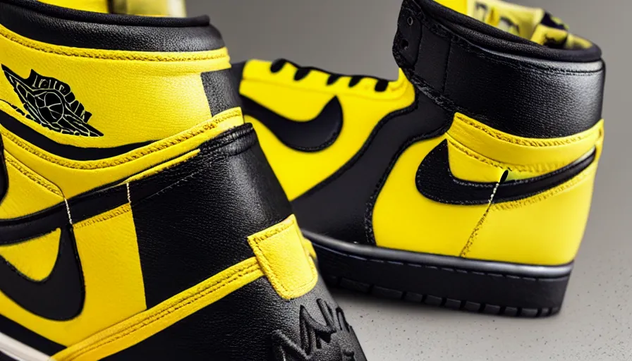 Image similar to Air Jordan 1 high, minions themed, 4k