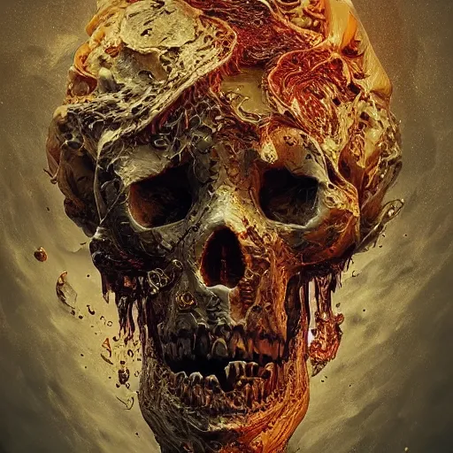 Image similar to portrait_of_a_melting_skull._intricate_abstract._intricate_artwork._by_Tooth_Wu_wlop_beeple_dan_mumford._octane_render_trending_on_artstat