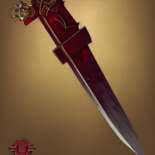 Image similar to a magical sword made of ruby, artstation