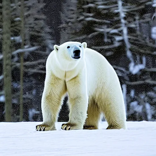 Prompt: a polar bear riding biden