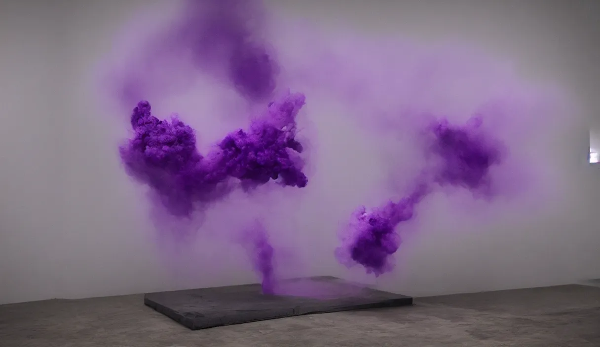 Image similar to artwork by pierre huyghe and paul thek with wax melting, purple smoke, sigma, 8 k, 3 5 mm, f / 3 2