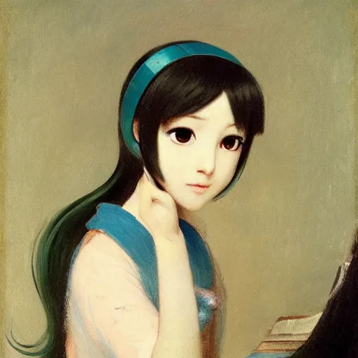 Image similar to Hatsune Miku by Camille Corot